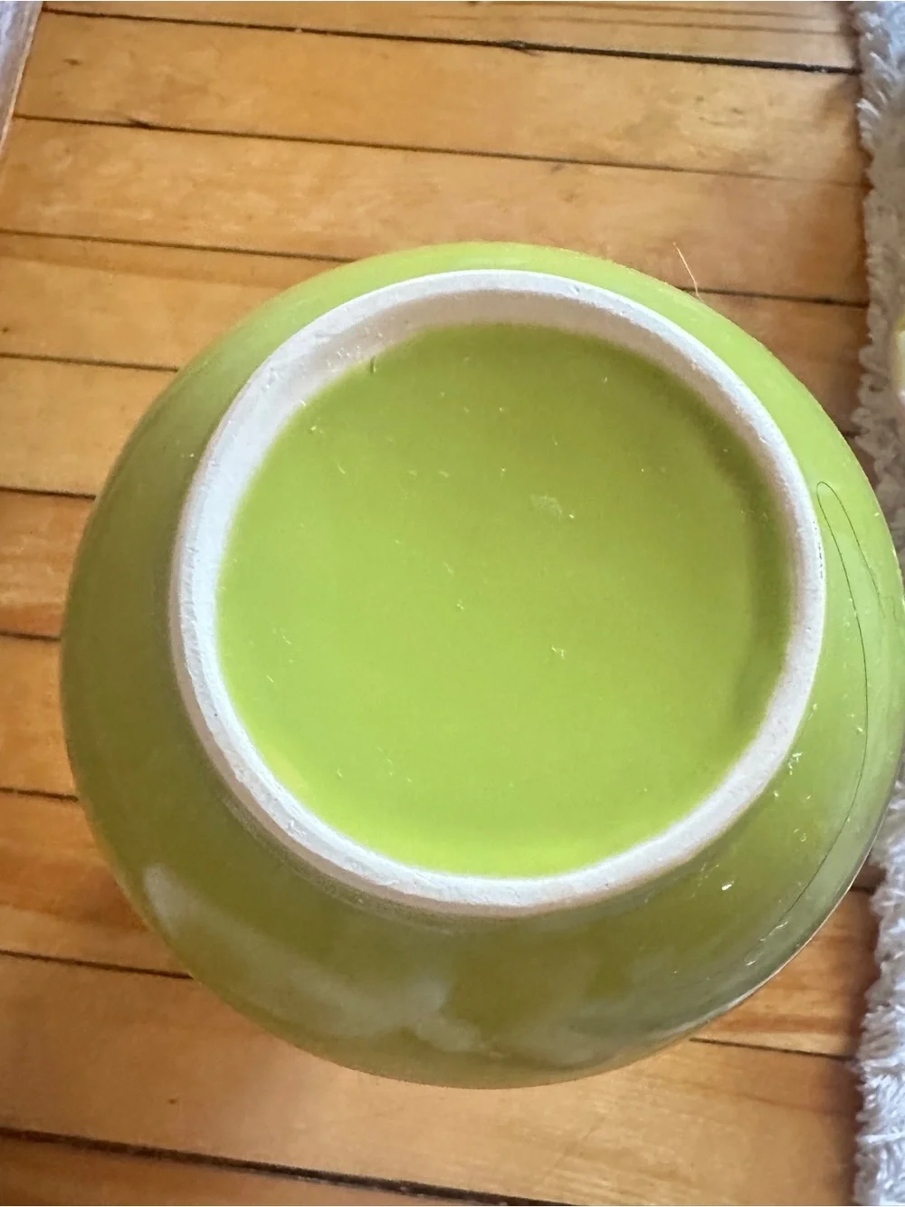 Rare Anthropologie Chartreuse Green Ceramic Vase with Rose of Sharon